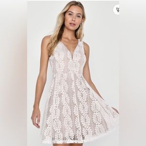 All of My Heart White Lace Skater Dress